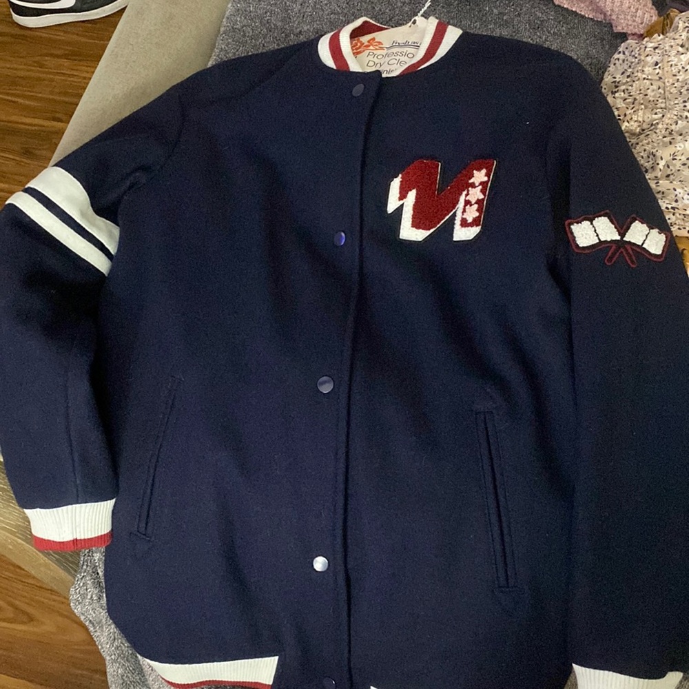 Navy blue Zara varsity jacket
